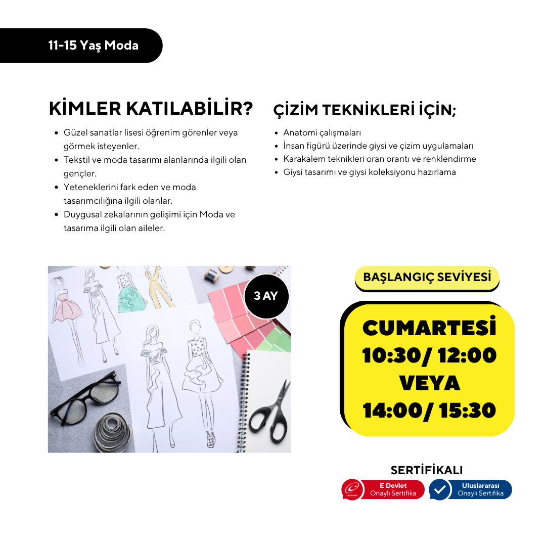 Fashion (Ages 11-15) - Clothing Design, Accessories, Basic Patterns (Face-to-Face)