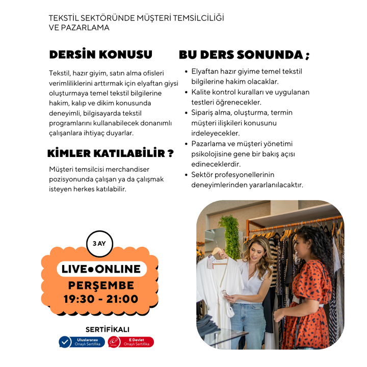 Customer Representation and Marketing (Textile Industry) - Online