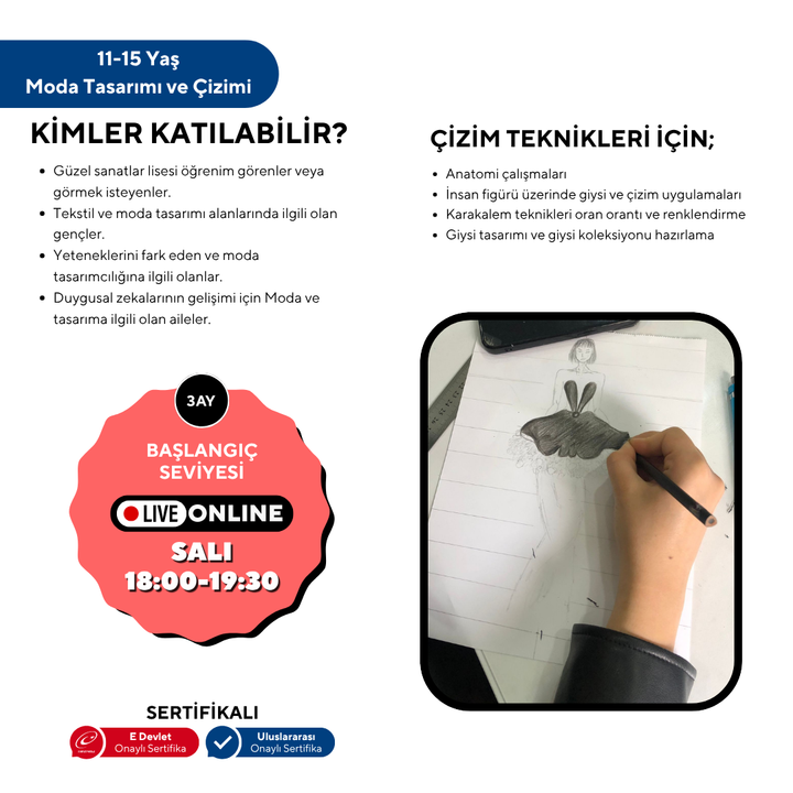 Moda (11-15 años): Diseño de ropa, accesorios y patrones básicos (en línea)