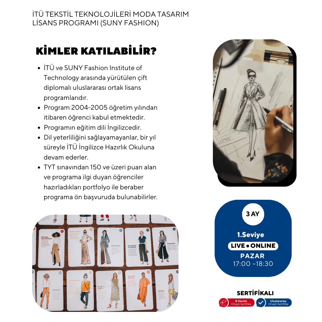 İTÜ Tekstil Teknolojileri ve Moda Tasarım Lisans Programı (Suny Fashion) Hazırlık -Online