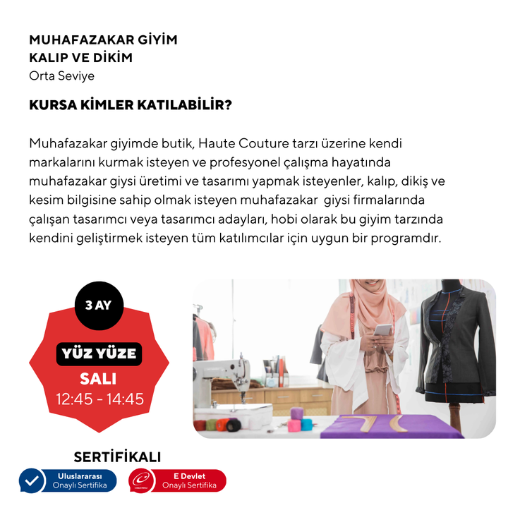 Muhafazakar Giyim , Kalıp ve Dikim - Orta Seviye