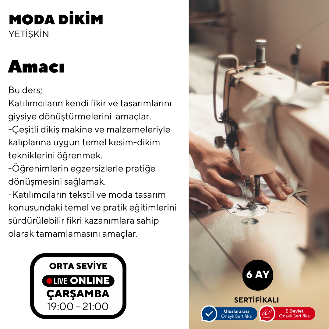 Moda Dikim  - (Orta Seviye)- Online