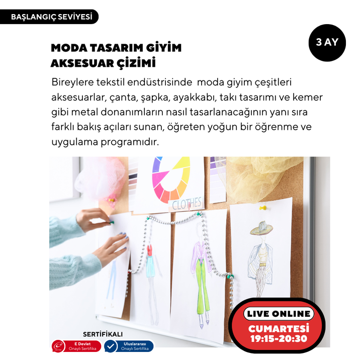 Moda Tasarım Giyim Aksesuar Çizim (Online)