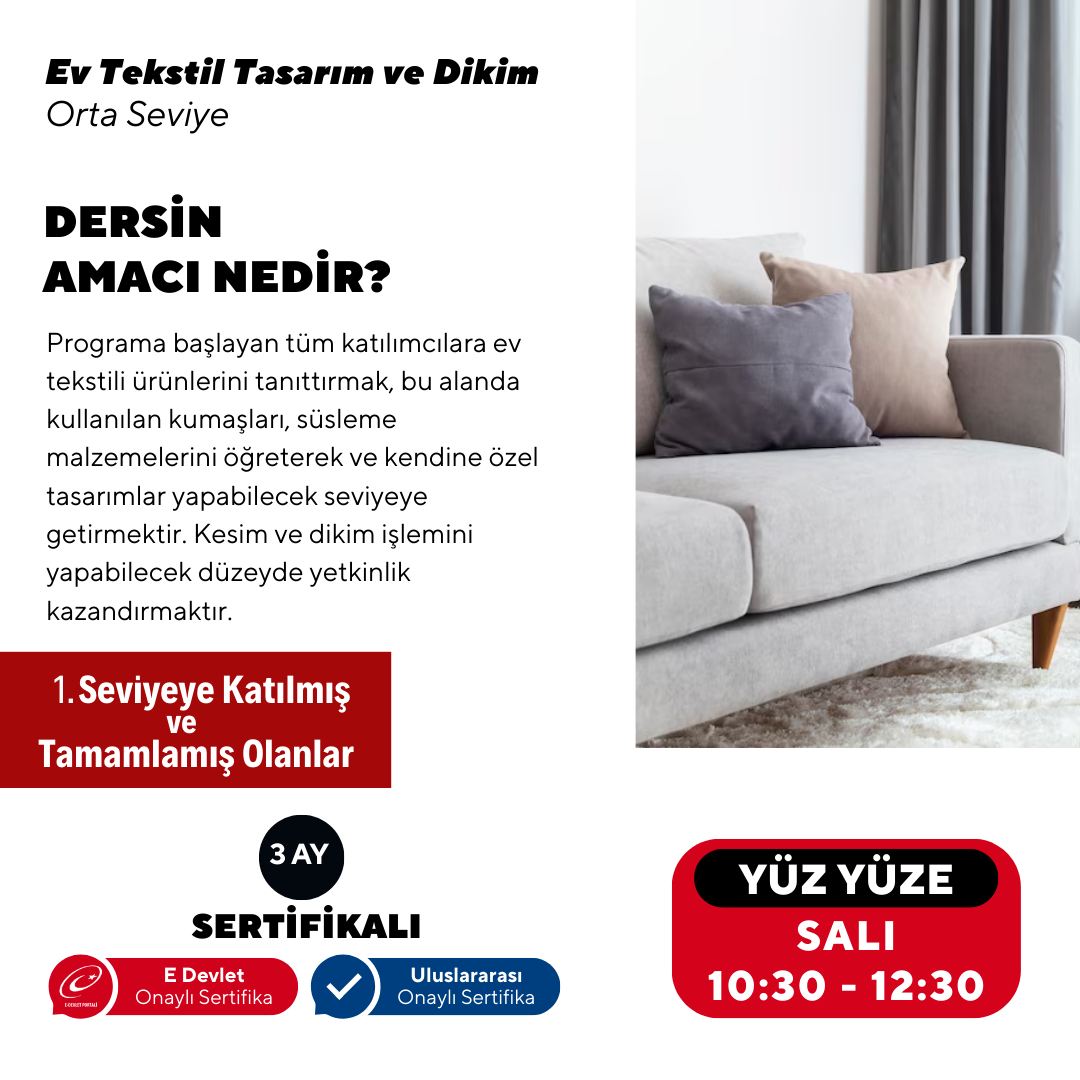 Ev Tekstil Tasarım - Orta Seviye