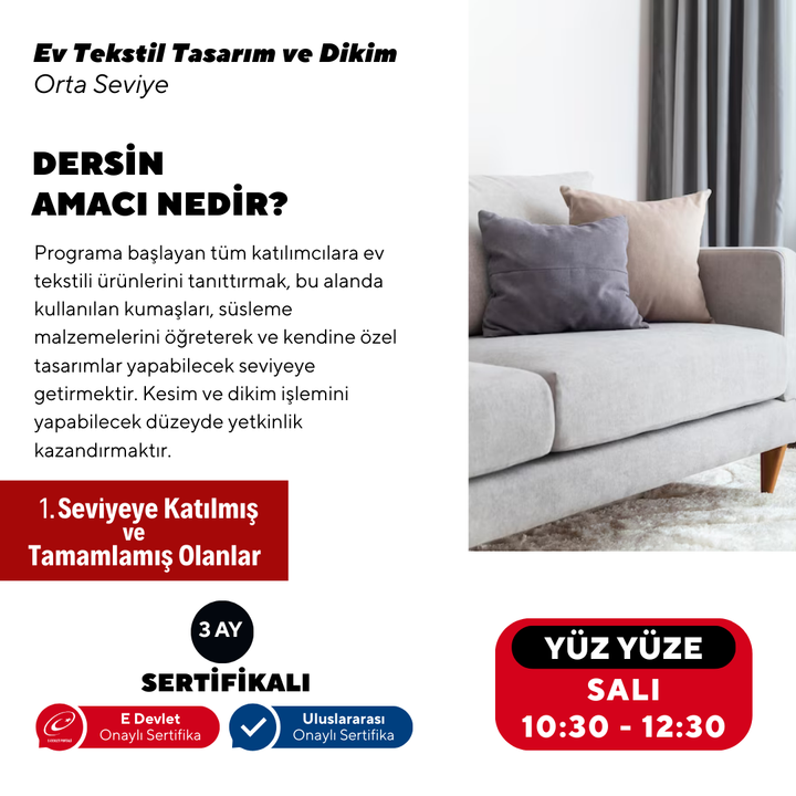 Ev Tekstil Tasarım - Orta Seviye