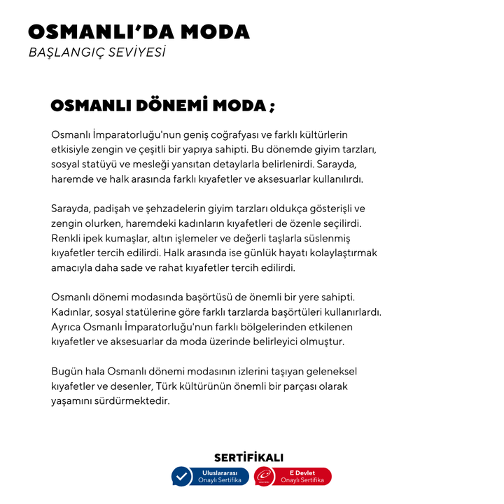 Fashion in the Ottoman Empire - Online