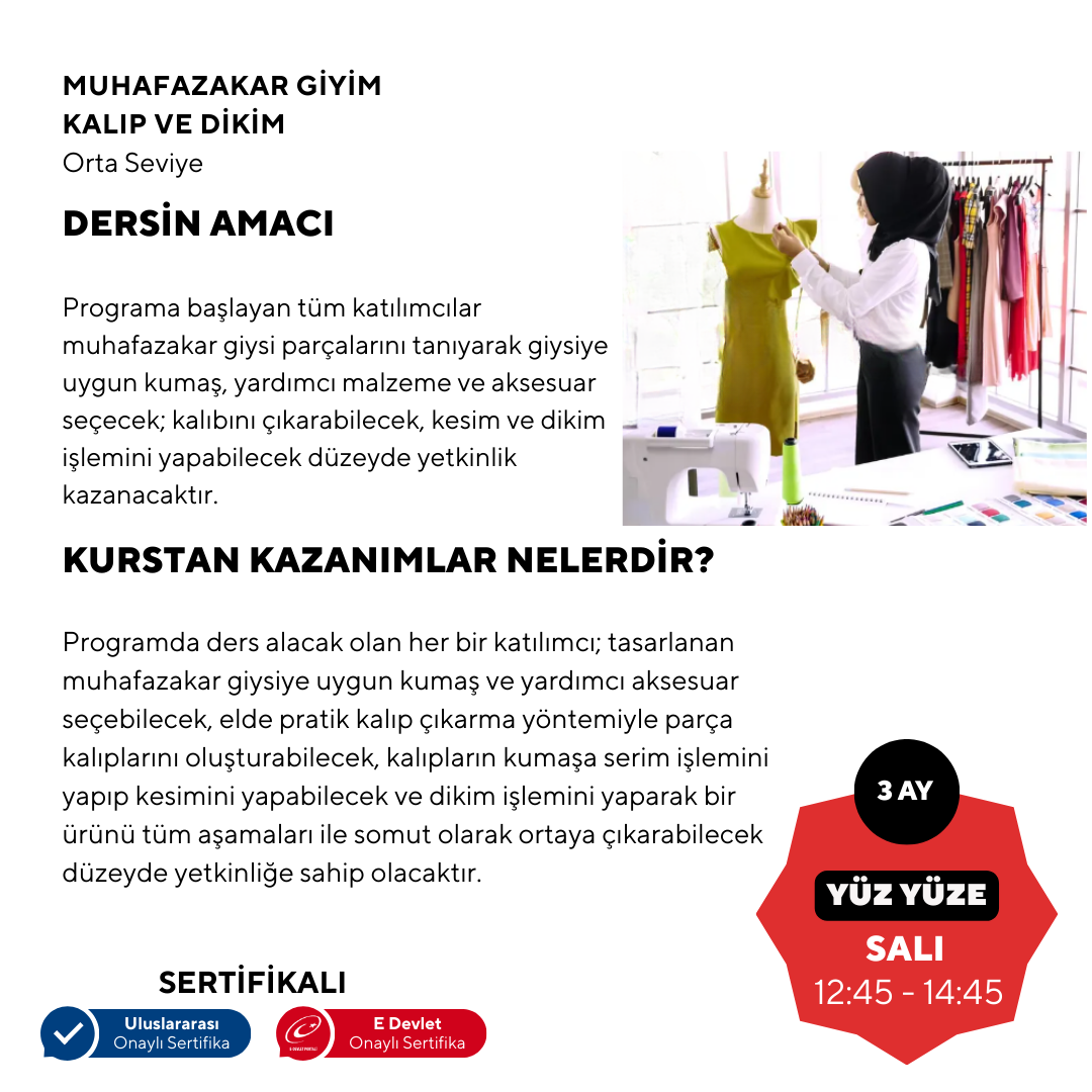 Muhafazakar Giyim , Kalıp ve Dikim - Orta Seviye