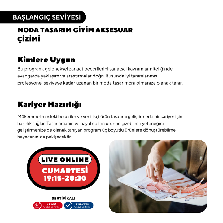 Moda Tasarım Giyim Aksesuar Çizim (Online)