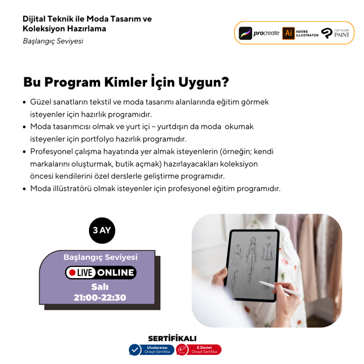 Beginner Level Fashion Design and Collection Preparation with Digital Techniques (online)