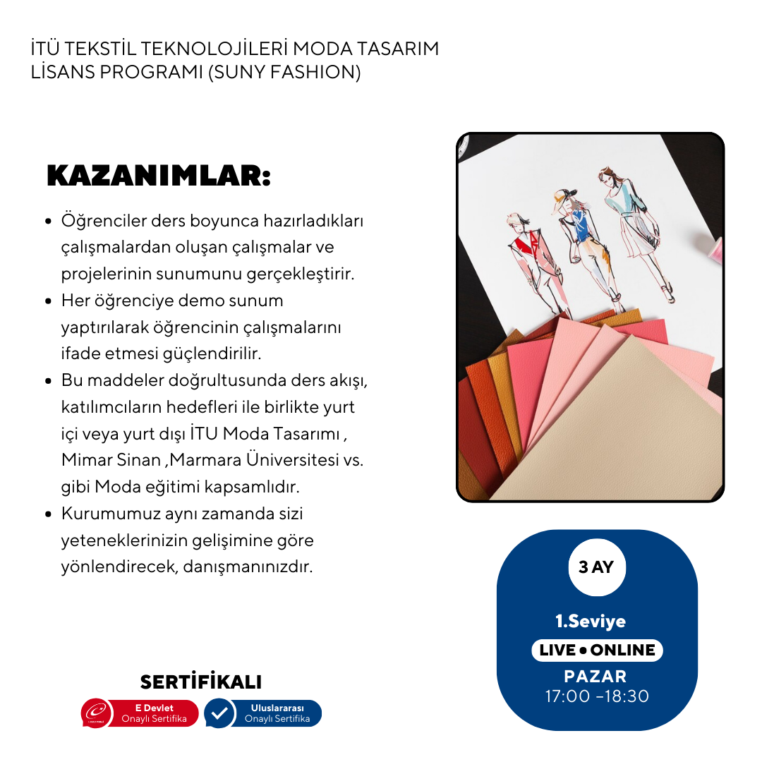 İTÜ Tekstil Teknolojileri ve Moda Tasarım Lisans Programı (Suny Fashion) Hazırlık -Online