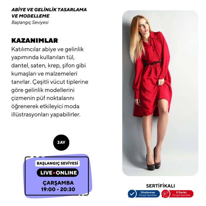 Evening Gown and Wedding Dress Design and Modeling (online)