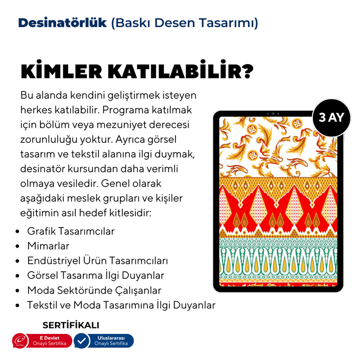 Adobe Photoshop ile Desinatörlük (Baskı Desen Tasarımı) - Yüz Yüze