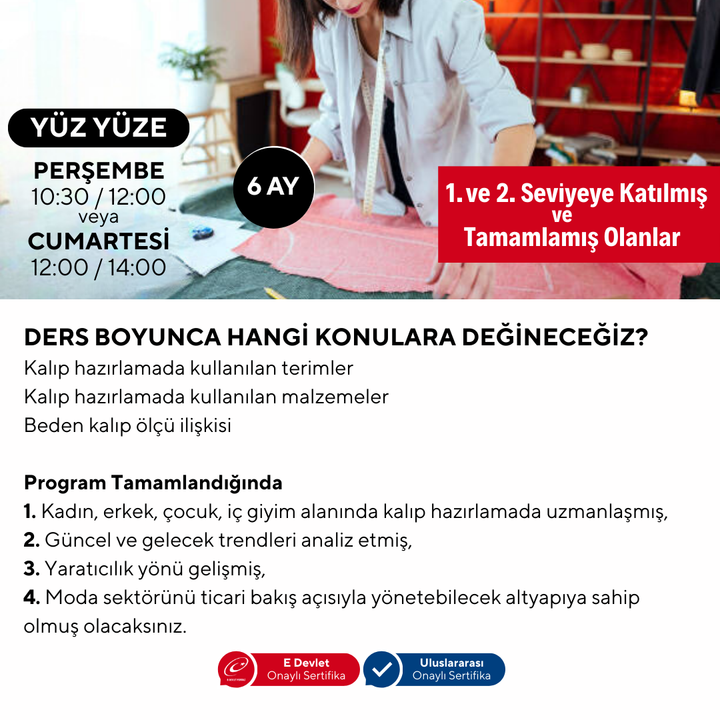 Schnittmustererstellung (Fortgeschrittenenniveau) – Präsenzunterricht