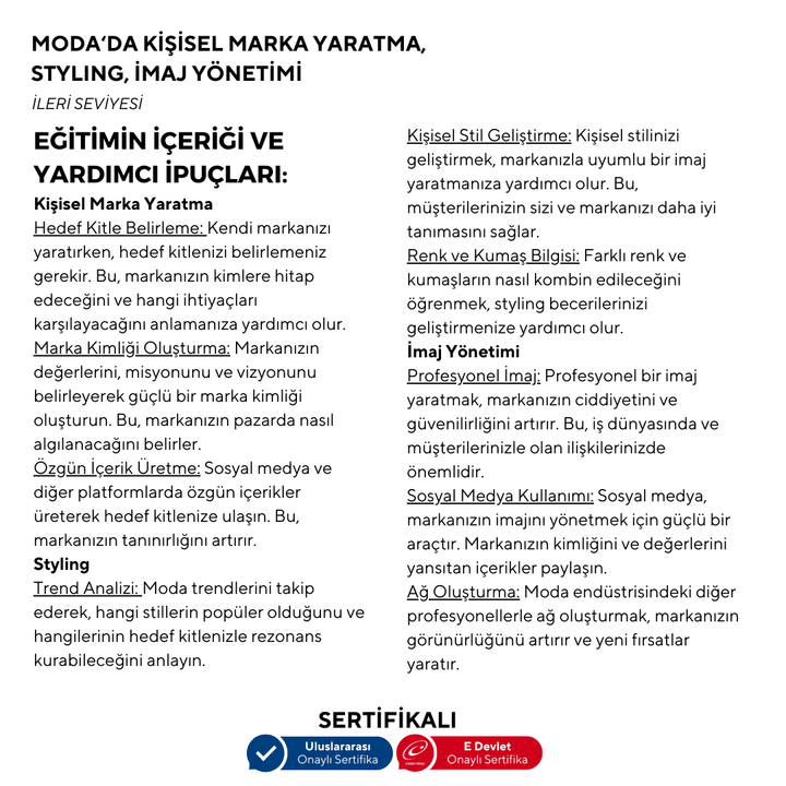 Creating a Personal Brand in Fashion, Styling, Image Management - Advanced Level