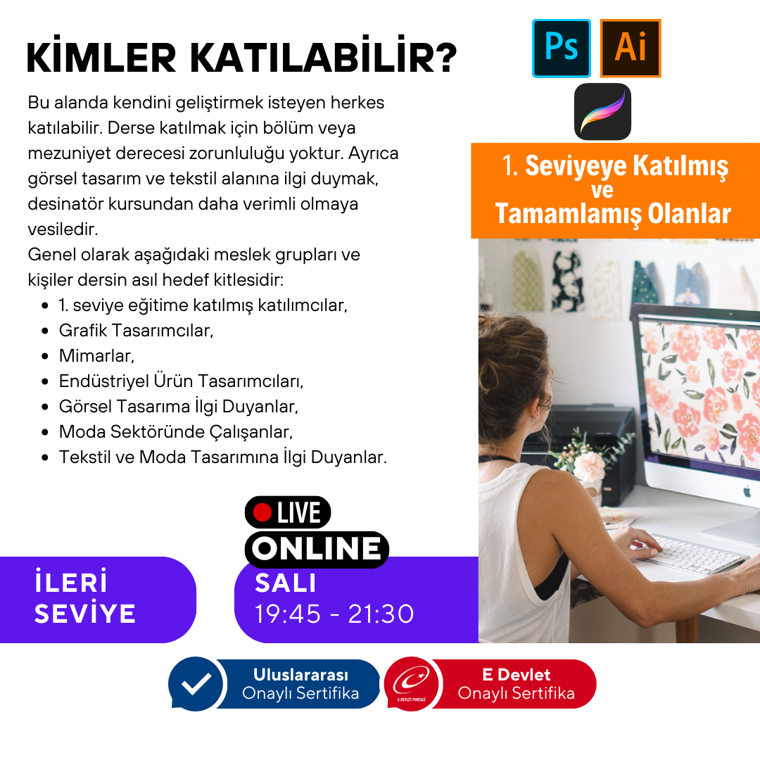 Adobe Illustrator Design (Druckmusterdesign) (Fortgeschrittenenniveau)