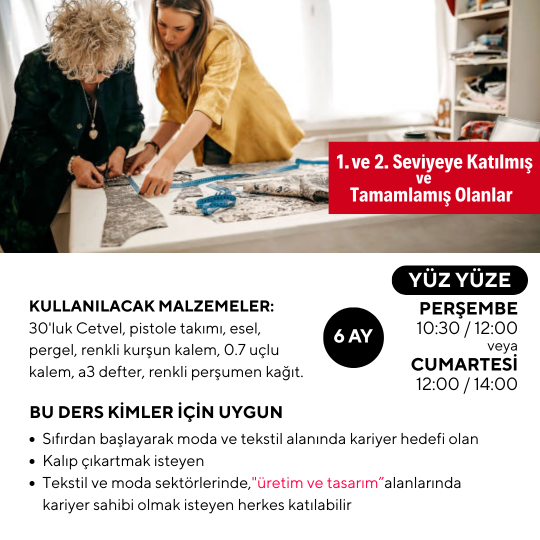 Schnittmustererstellung (Fortgeschrittenenniveau) – Präsenzunterricht