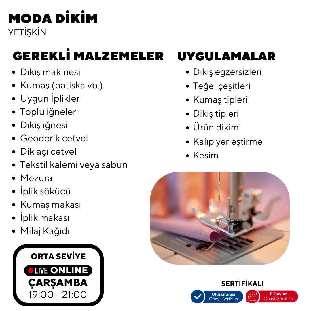 Moda Dikim  - (Orta Seviye)- Online