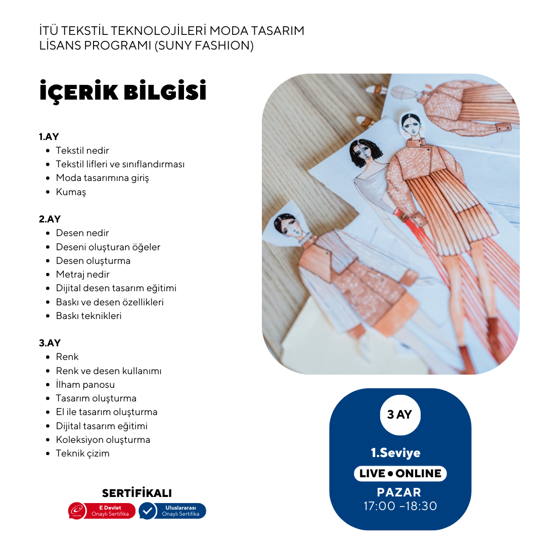İTÜ Tekstil Teknolojileri ve Moda Tasarım Lisans Programı (Suny Fashion) Hazırlık -Online
