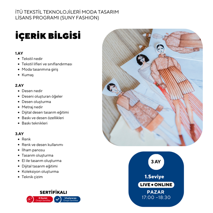 İTÜ Tekstil Teknolojileri ve Moda Tasarım Lisans Programı (Suny Fashion) Hazırlık -Online