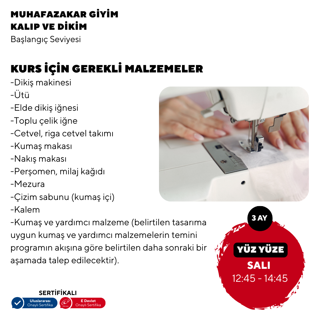 Muhafazakar Giyim , Kalıp ve Dikim - Başlangıç Seviyesi