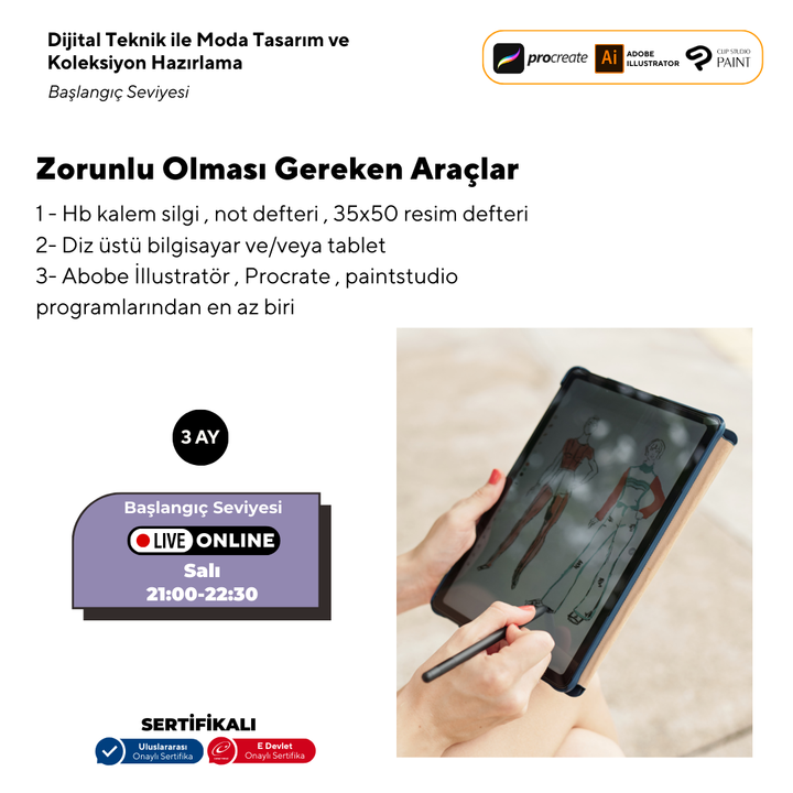 Beginner Level Fashion Design and Collection Preparation with Digital Techniques (online)