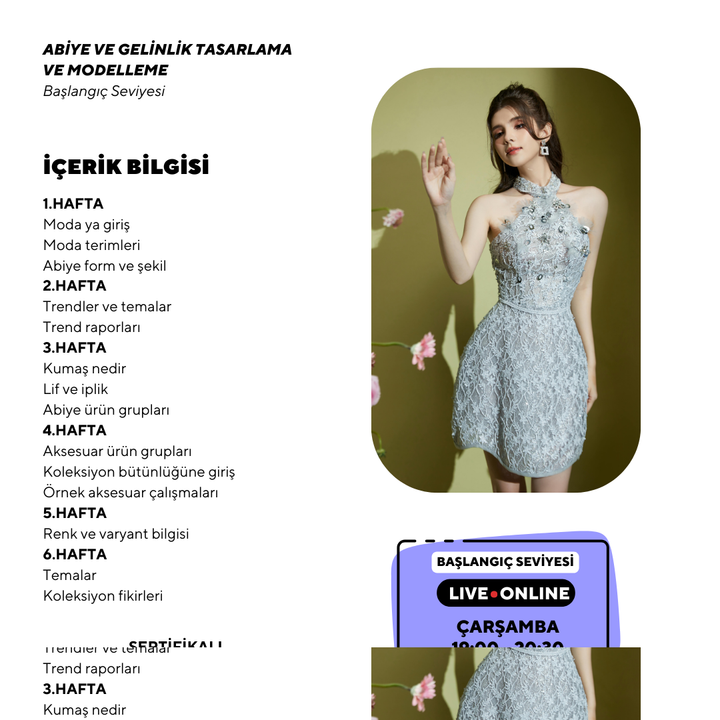 Evening Gown and Wedding Dress Design and Modeling (online)