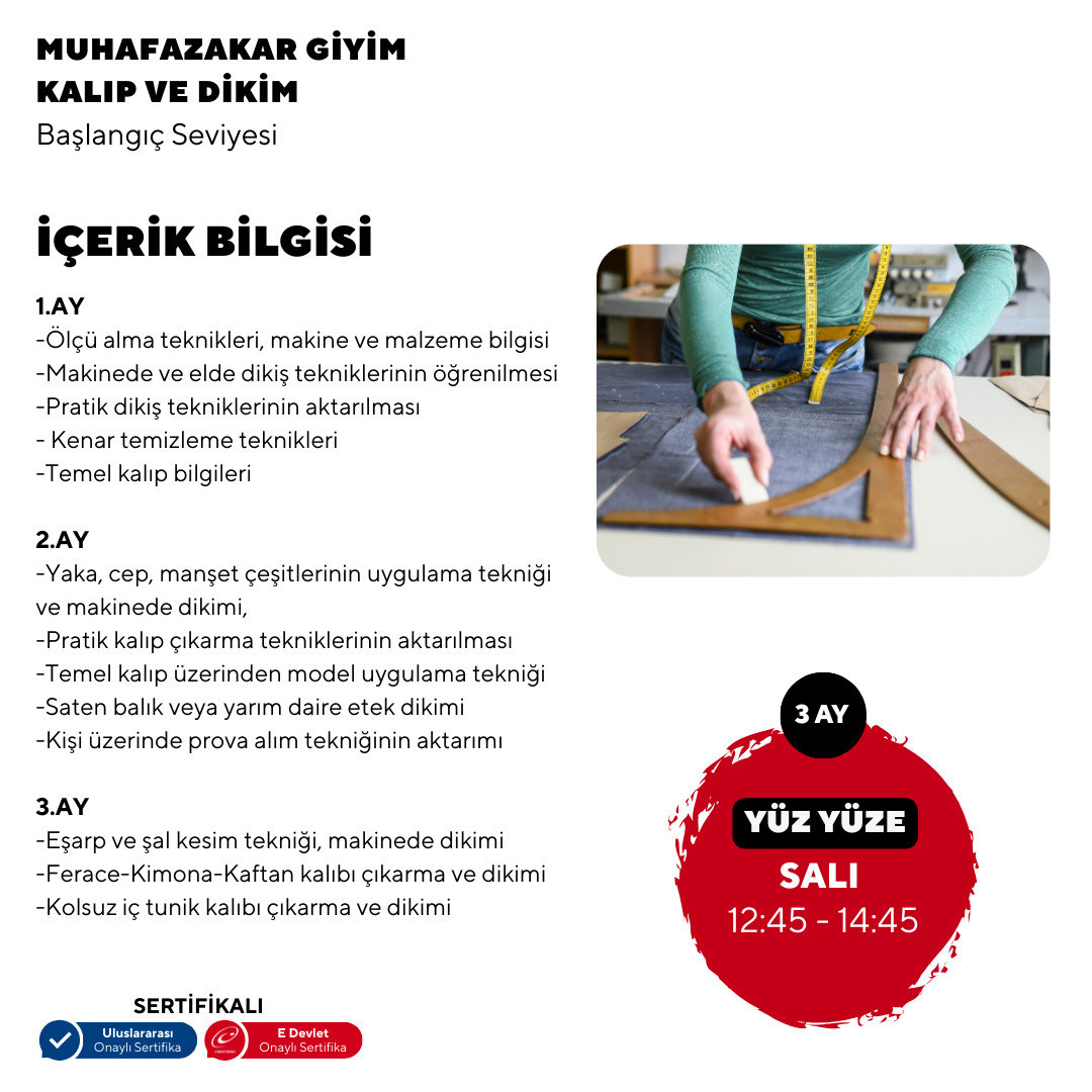 Muhafazakar Giyim , Kalıp ve Dikim - Başlangıç Seviyesi