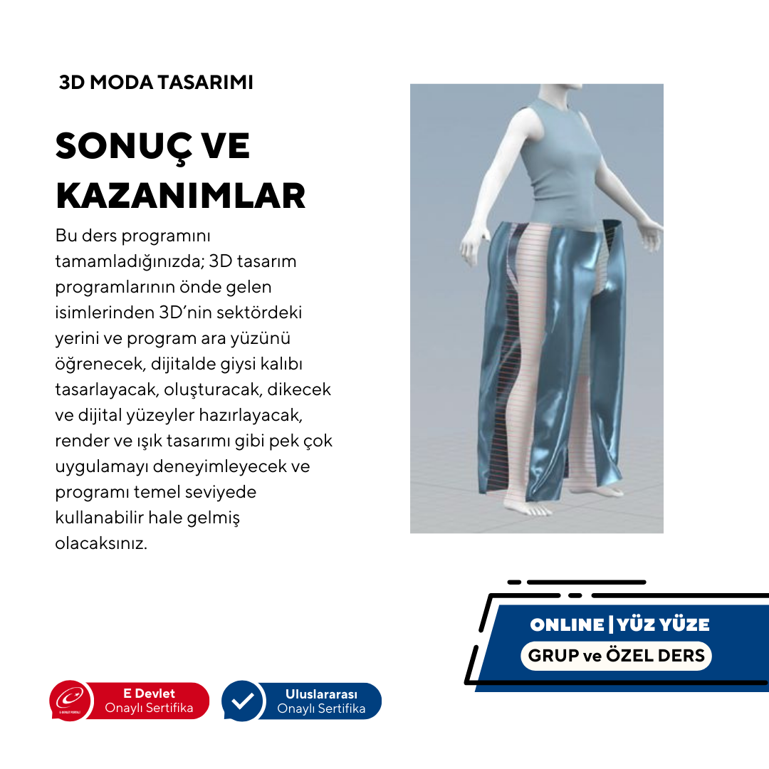 3D-Modedesign – Privat-/Gruppenkurse (online/präsenzbasiert) – Anfänger- und Fortgeschrittenenkurse