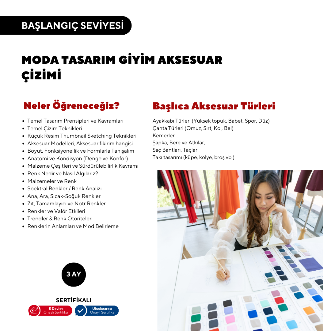 Moda Tasarım Giyim Aksesuar Çizim (Online)