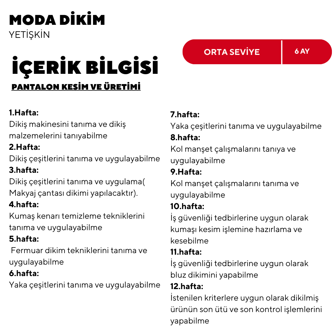 Moda Dikim  - (Orta Seviye)- Online