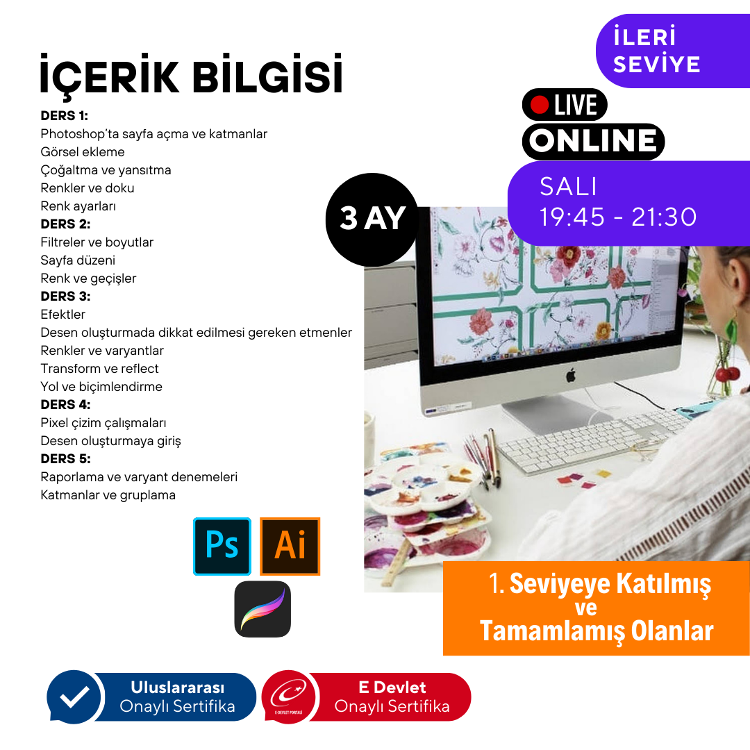 Adobe Illustrator Design (Druckmusterdesign) (Fortgeschrittenenniveau)