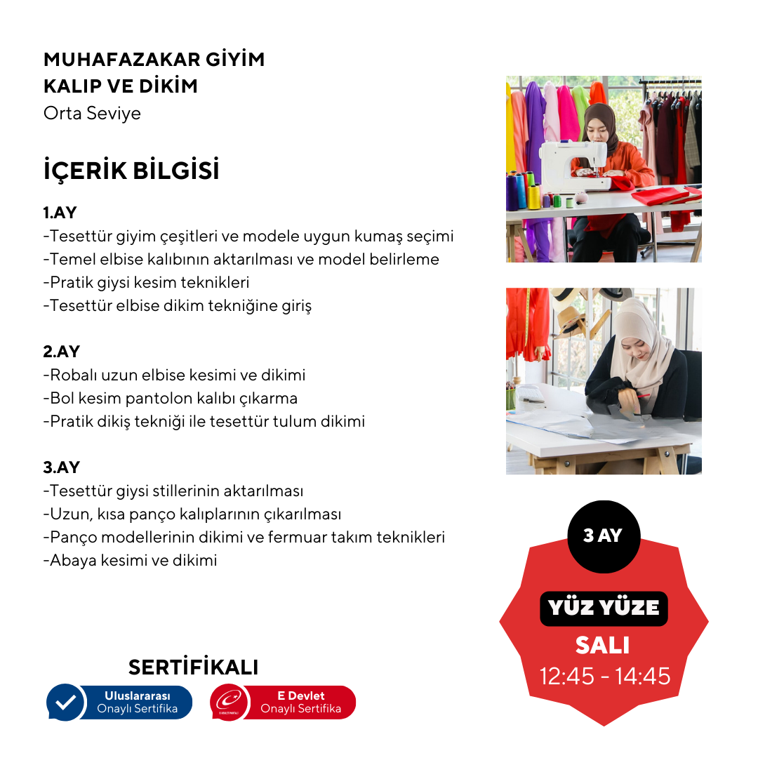 Muhafazakar Giyim , Kalıp ve Dikim - Orta Seviye