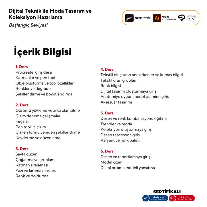 Beginner Level Fashion Design and Collection Preparation with Digital Techniques (online)