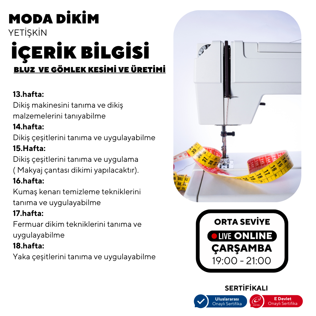 Moda Dikim  - (Orta Seviye)- Online