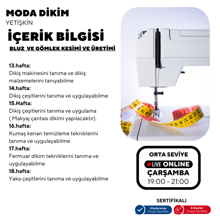 Moda Dikim  - (Orta Seviye)- Online
