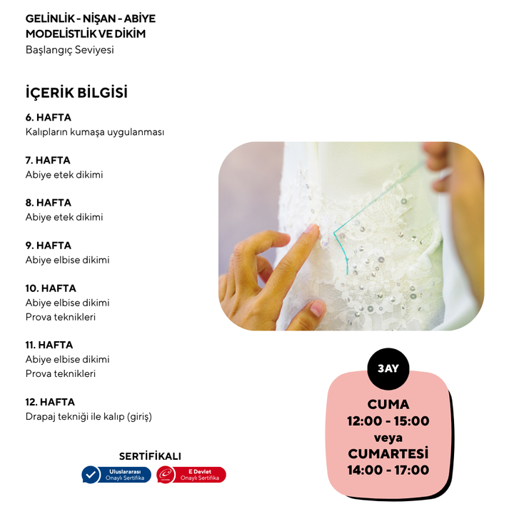 Gelinlik-Nişan-Abiye Elbise Kalıp Çıkartma Ve Dikim (Başlangıç Seviyesi)