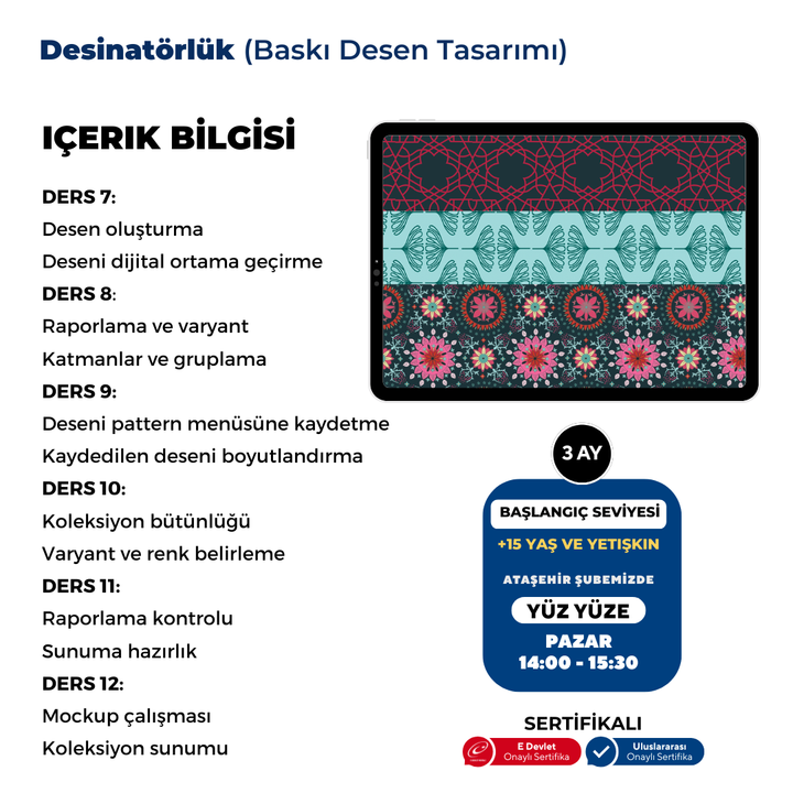 Adobe Photoshop ile Desinatörlük (Baskı Desen Tasarımı) - Yüz Yüze