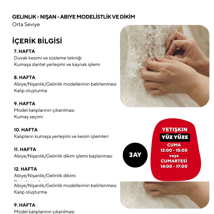 Gelinlik-Nişan-Abiye Elbise Kalıp Çıkartma Ve Dikim (Orta Seviyesi)