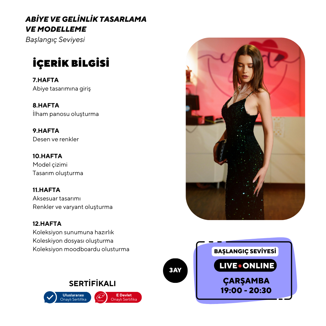 Evening Gown and Wedding Dress Design and Modeling (online)