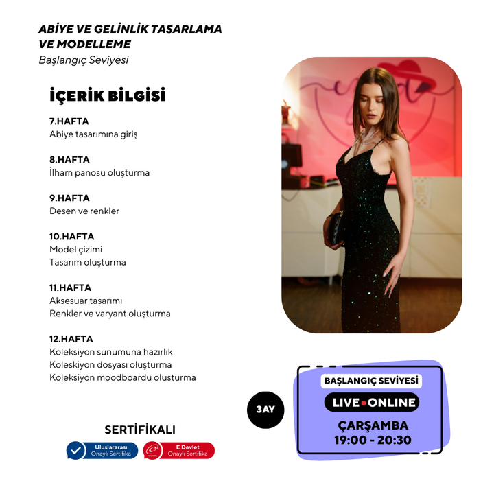 Evening Gown and Wedding Dress Design and Modeling (online)