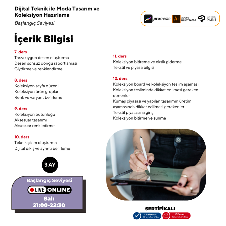 Beginner Level Fashion Design and Collection Preparation with Digital Techniques (online)