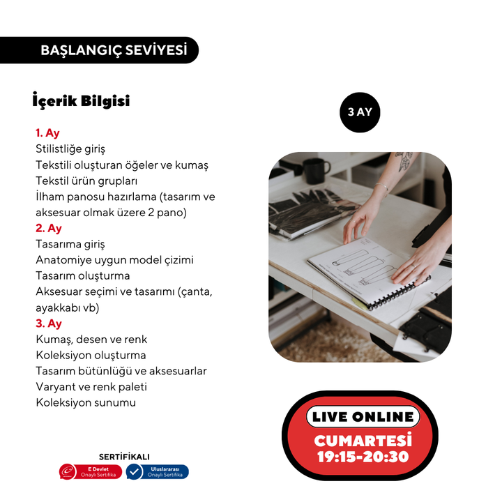 Moda Tasarım Giyim Aksesuar Çizim (Online)